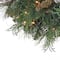 First Traditions™ 24'' Pre-Lit Artificial North Conway Wreath with Glittery Cones and Eucalyptus